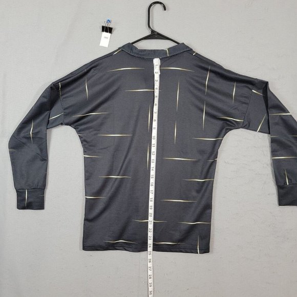 Made With Love Polo 1/4 button up Long Sleeve Black Shirt Size S - Picture 10 of 12